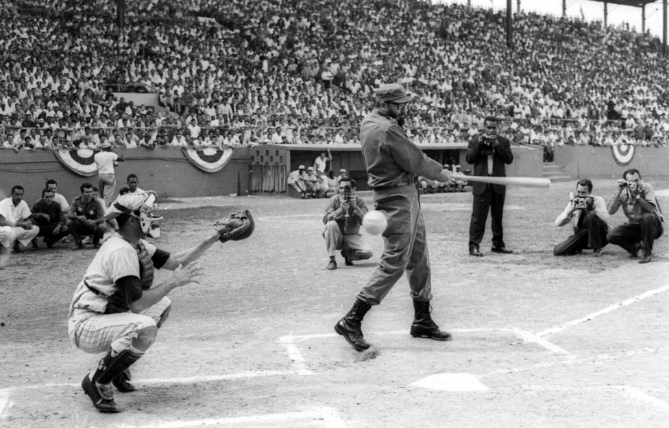 Fidel Castro bats during the inauguration game of the Amateur Baseball Championship in Havana in 1963. 