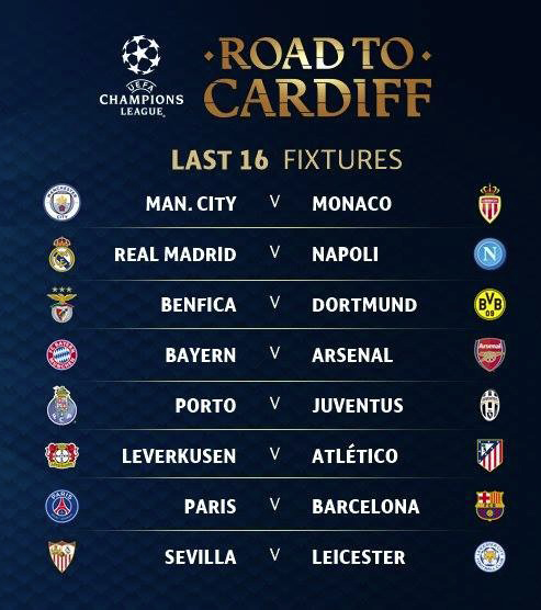 Champions League last-16 draws