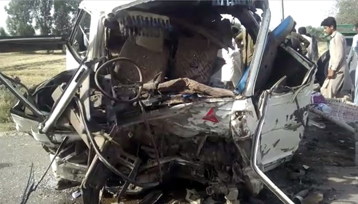 Six killed, 18 injured in car-van collision in Bhakkar