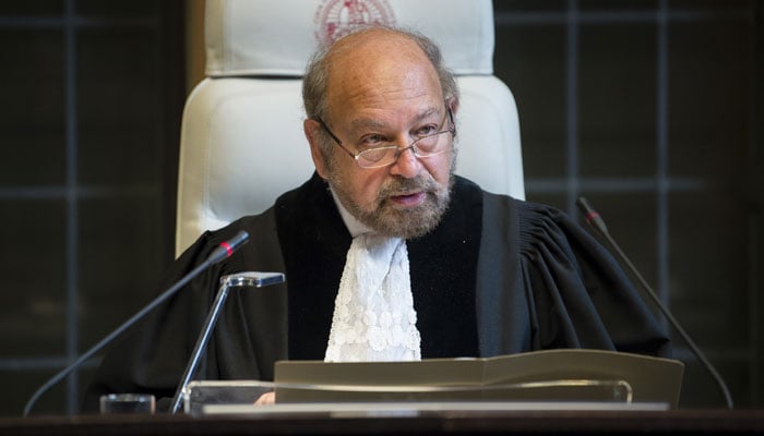 H.E. Judge Ronny Abraham, President of the Court, during the hearing.