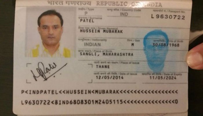 An image of a fake passport Jadhav was found in possession of at the time of his arrest from Balochistan, Pakistan on March 3, 2016.