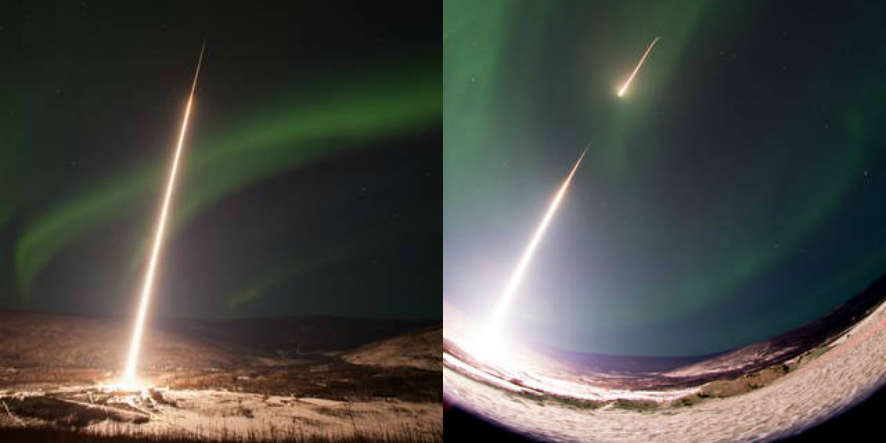 A picture of the launch on January 19 (L). A picture of the launch on February 22. Photos: courtesy NASA