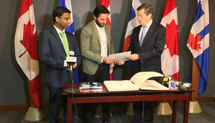 Shahid Afridi seeks to promote cricket in Canada