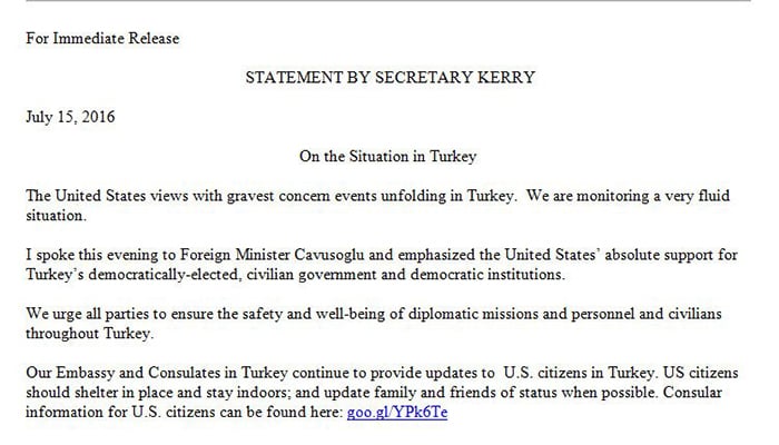 Statement by US Secretary of State