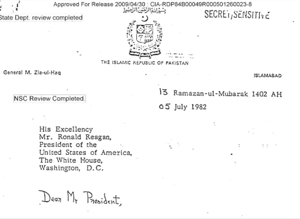Zia assured Reagan Pakistan would not build nuclear weapons, CIA documents reveal