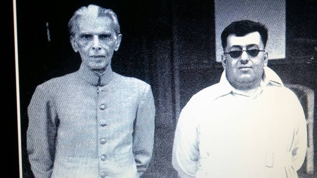 The then Khan of Kalat, Mir Ahmed Yar Khan (right), with Muhammad Ali Jinnah (left) during the latter