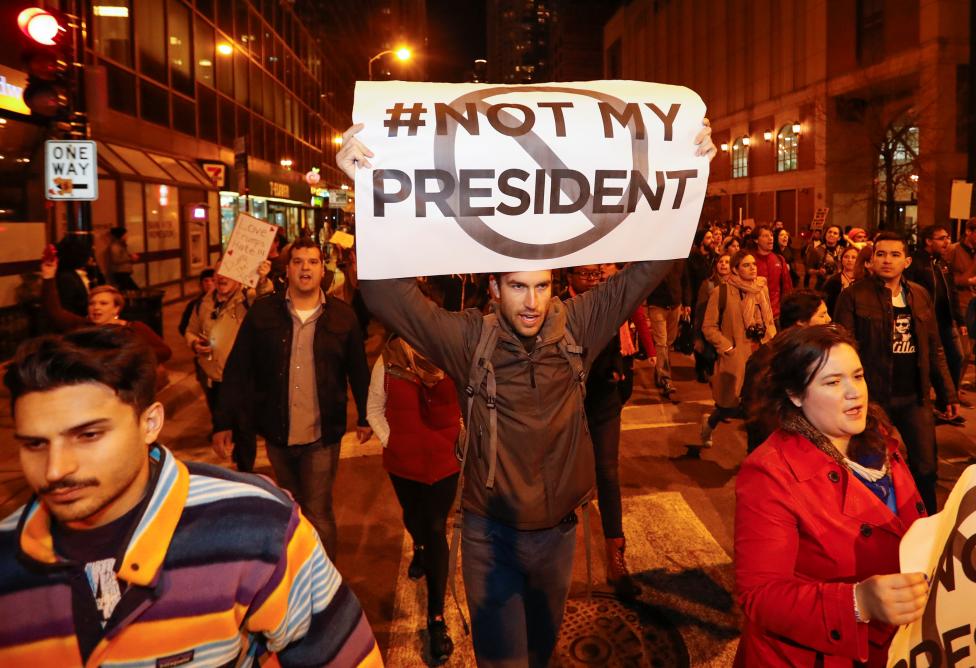 A protest against Donald Trump in Chicago. 
