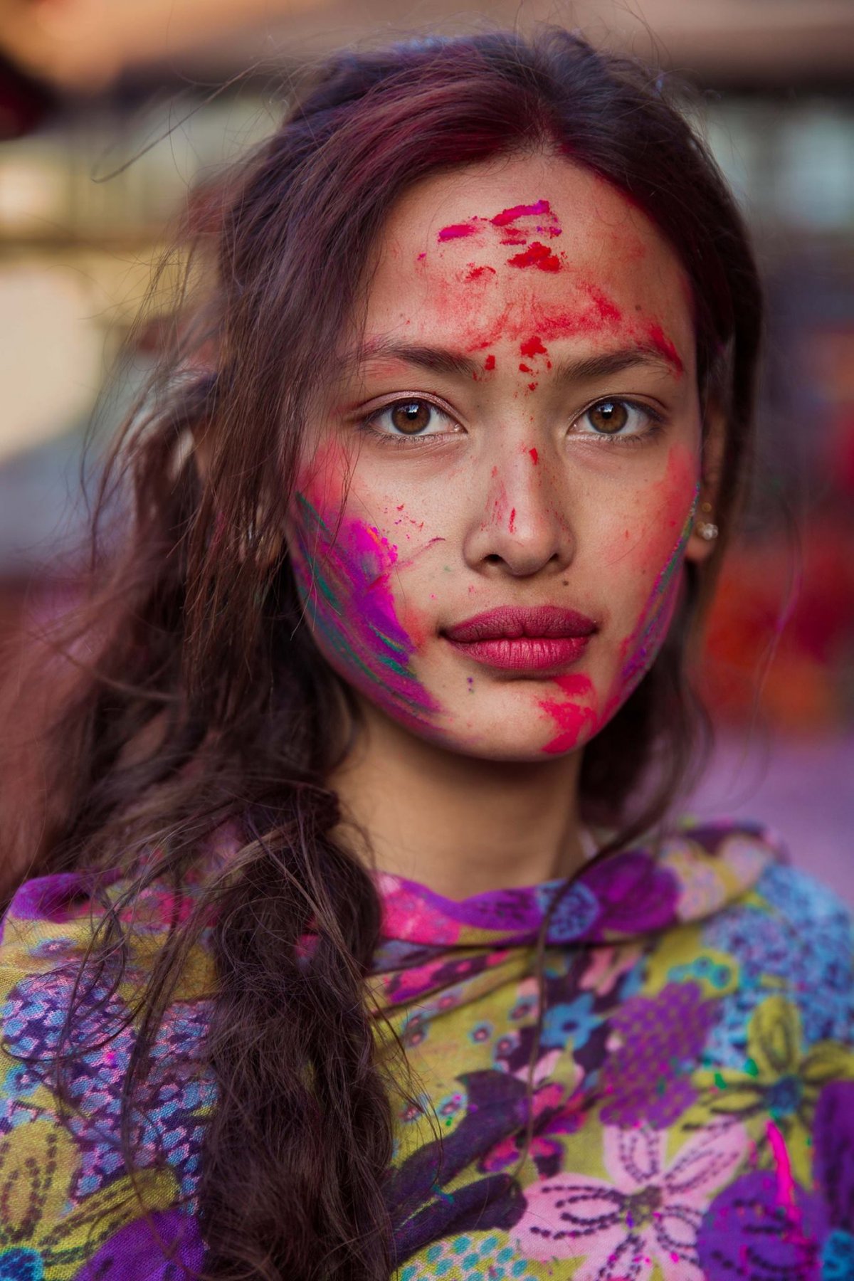 Sona during the Holi festival in Kathmandu, Nepal photographed by Mihaela Noroc