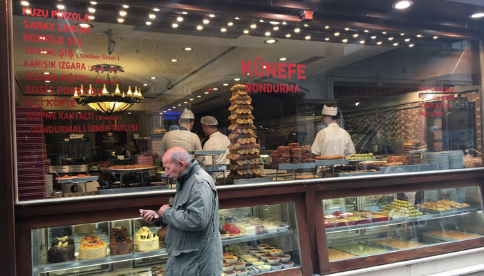 One of the many sweet shops on Istanbul
