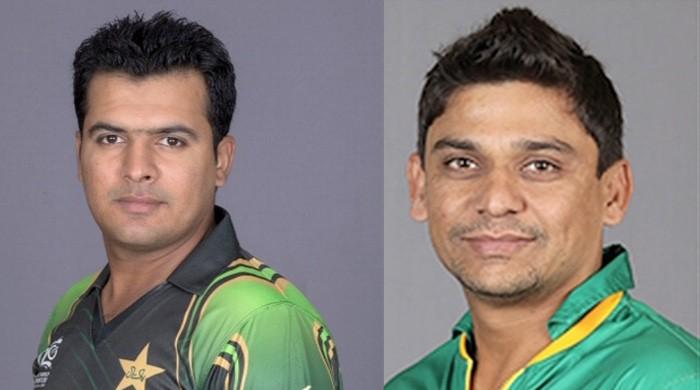 Suspended players Sharjeel Khan (left), Khalid Latif (right)