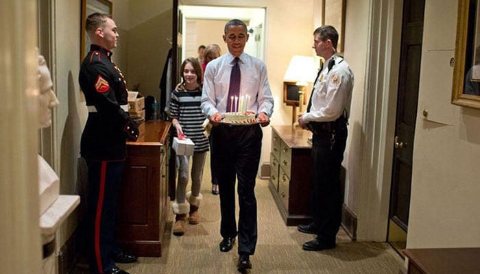 President Barack Obama, joined by Chief of Staff Denis McDonough