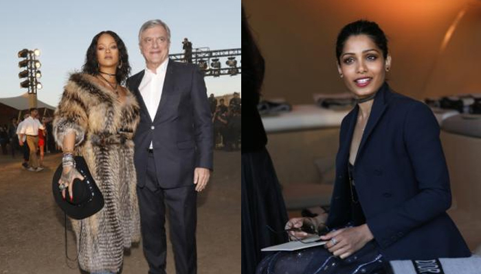Dior Cruise 2018 Collection – Calabasas, California, US, May 11, 2017 - Singer Rihanna and Dior CEO Sidney Toledano (L) and actress Freida Pinto (R) attend. REUTERS/Mario Anzuoni