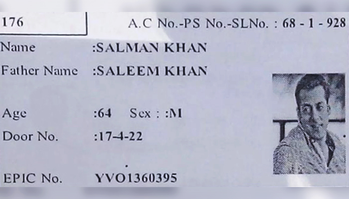 A fake voting card on the internet says Salman Khan is 64