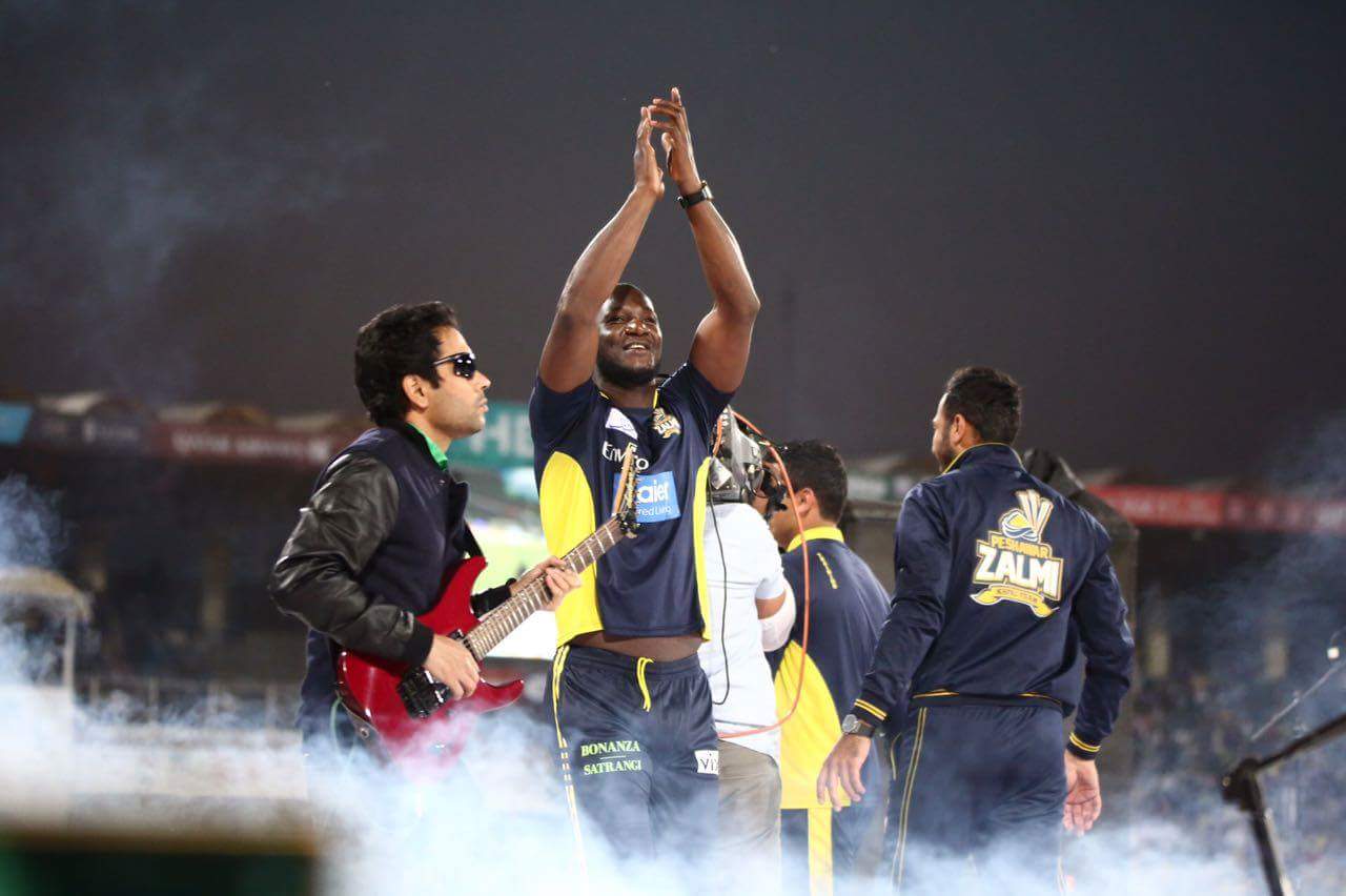 Warming up for the match by dancing to the tunes of the music at the PSL 2017 opening ceremonymony