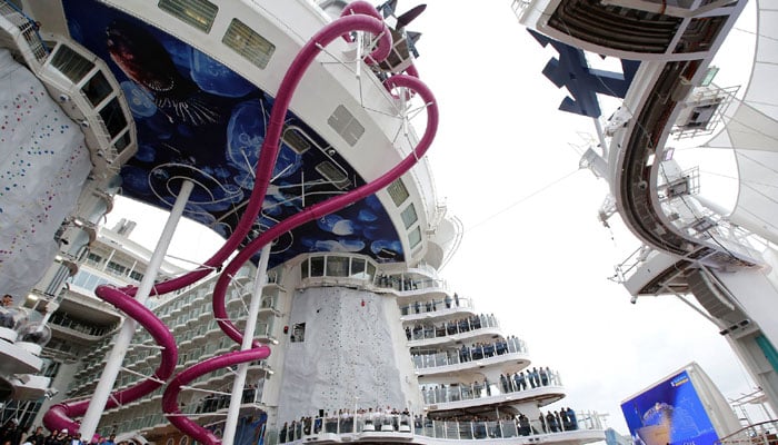 The giant water slide on the ship- Reuters