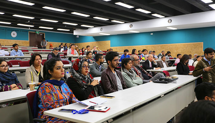 Participants attend the session at Habib University on Thursday