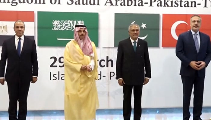 Saudi Arabia, Turkiye, Egypt and Pakistan FMs meeting underway to ease Mideast tensions