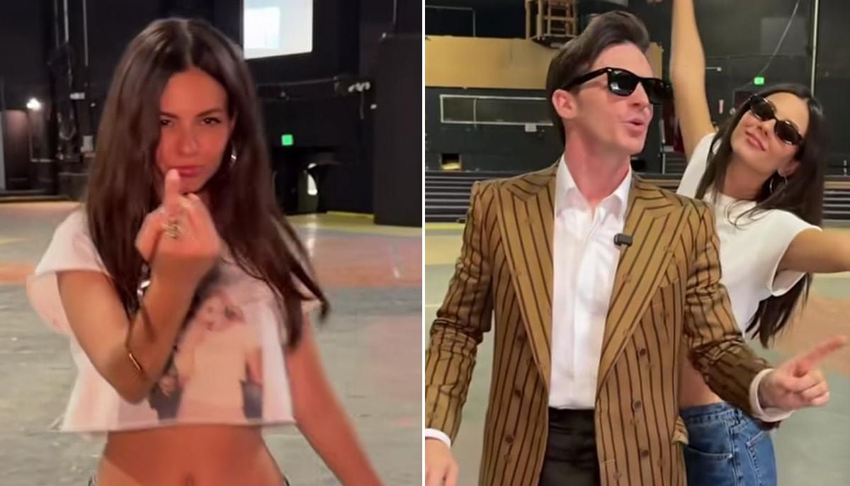 Victoria Justice visits 'Victorious' studio after 16 years with Drake Bell