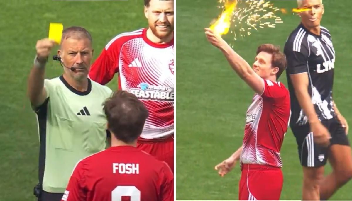 Watch: Max Fosh sets referee's yellow card on FIRE during Sidemen Charity Match