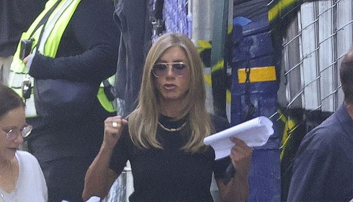 Jennifer Aniston spotted script in hand filming intense scenes 