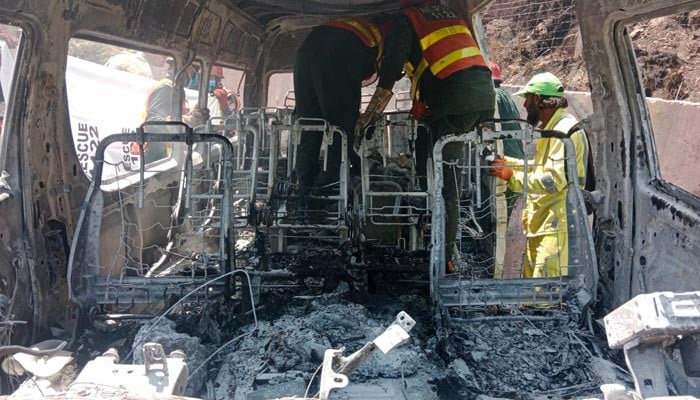 At least 10 killed, 13 injured after tourist van catches fir