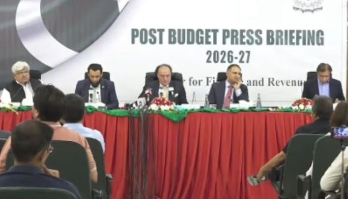 Finance Minister Aurangzeb addresses post-budget press conference