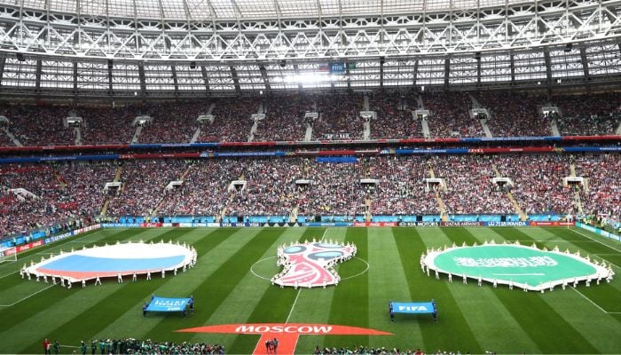 Why does the Saudi flag always stay above grass in FIFA World Cup?