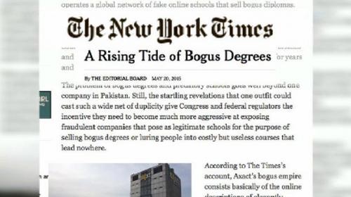 NYT editorial stresses on US Congress to focus on Axact scandal 
