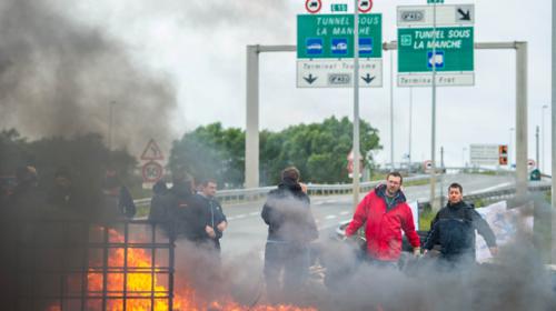 Striking French sailors block Calais port, Channel Tunnel