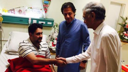 PTI chairman visits injured of PAF Badaber attack 