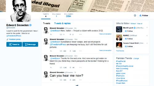 Edward Snowden joins Twitter, follows NSA