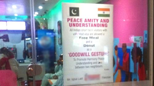While India is rioting, franchise eatery in Pakistan makes peace with neighbour 