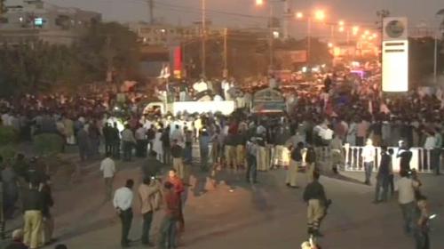 MQM leaders address protest rally near Quaid’s mausoleum