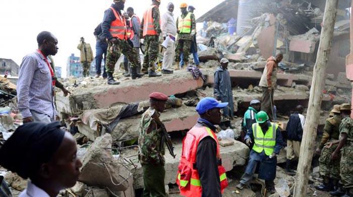 Cries heard as rescuers search rubble of Nairobi building, at least 10 dead