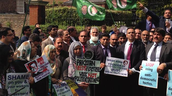 PML-N activists protest outside Jemima’s house