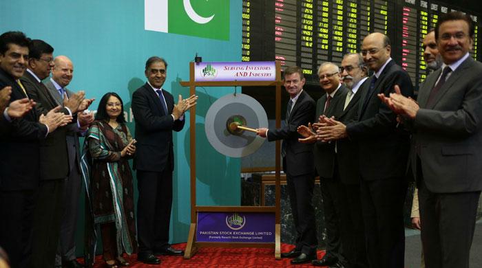 US Ambassador David Hale rings opening bell at Pakistan Stock Exchange