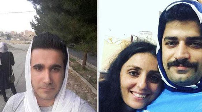 Men in Iran don headscarves to support campaign against enforced hijab