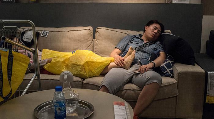 Napping at Ikea in China, not uncommon