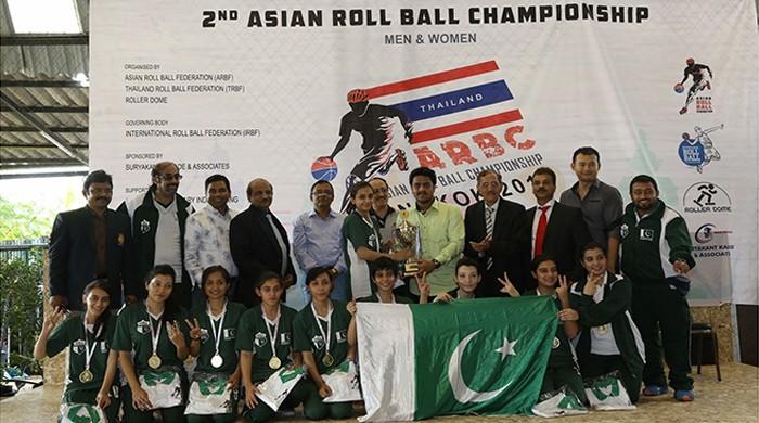 Pakistani women’s team bag gold at Bangkok in 2nd Asian Roll Ball Championship