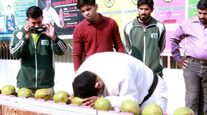 Pakistani breaks 43 coconuts in 60 seconds to make new record