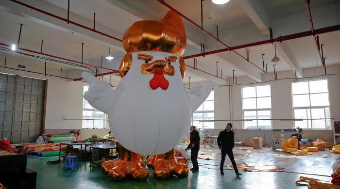 It's the Year of the (Giant Inflatable Trump) Rooster at one Chinese factory