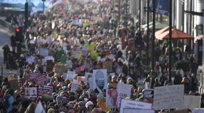 Women protest against Trump on streets of Europe's capitals