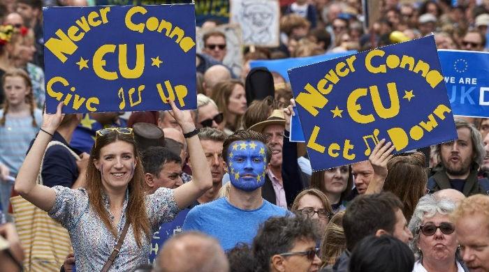 Thousands march in London as Brexit nears