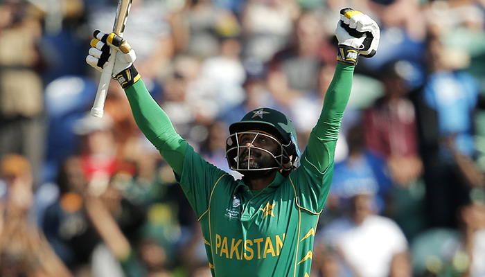 Mohammad Hafeez celebrates after winning the match - Reuters