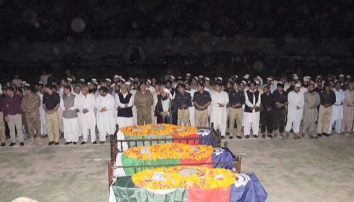 Funeral prayers for martyred policemen held in Peshawar
