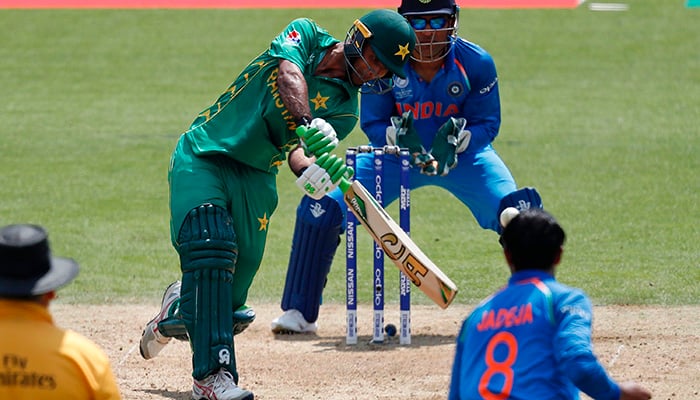  Fakhar Zaman plays a shot during the ICC Champions Trophy final cricket match between India and Pakistan at The Oval in London - AFP