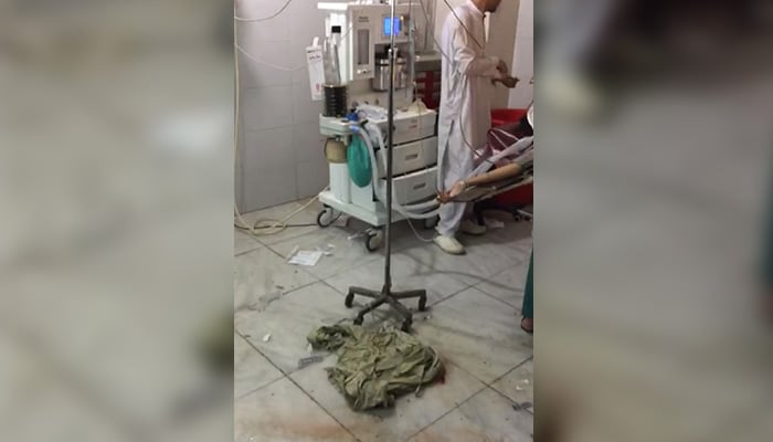 Rainwater drips from ceiling in operation theatre of Peshawar hospital ...