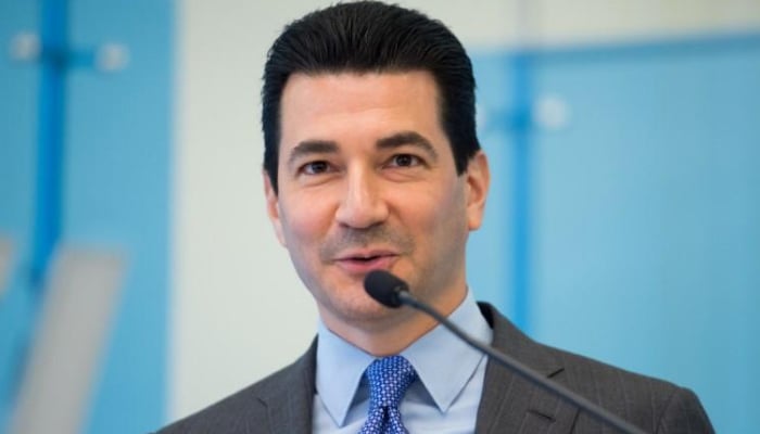 Dr Scott Gottlieb is seen in this American Enterprise Institute