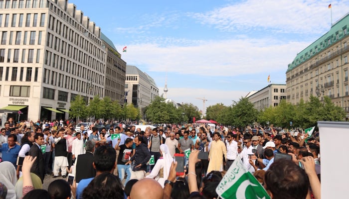 70th Independence Day Parade at Brandenburg Gate in Berlin