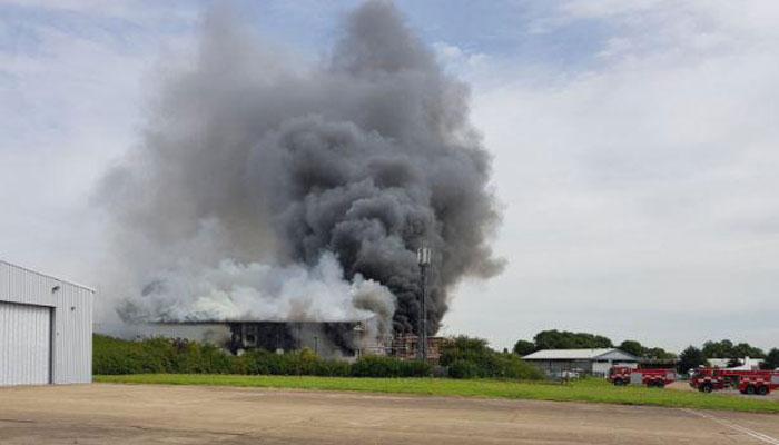 Hanger catches fire at London's Southend Airport